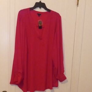 NWT TORRID size 4x pink sheer light weight long sleeve blouse